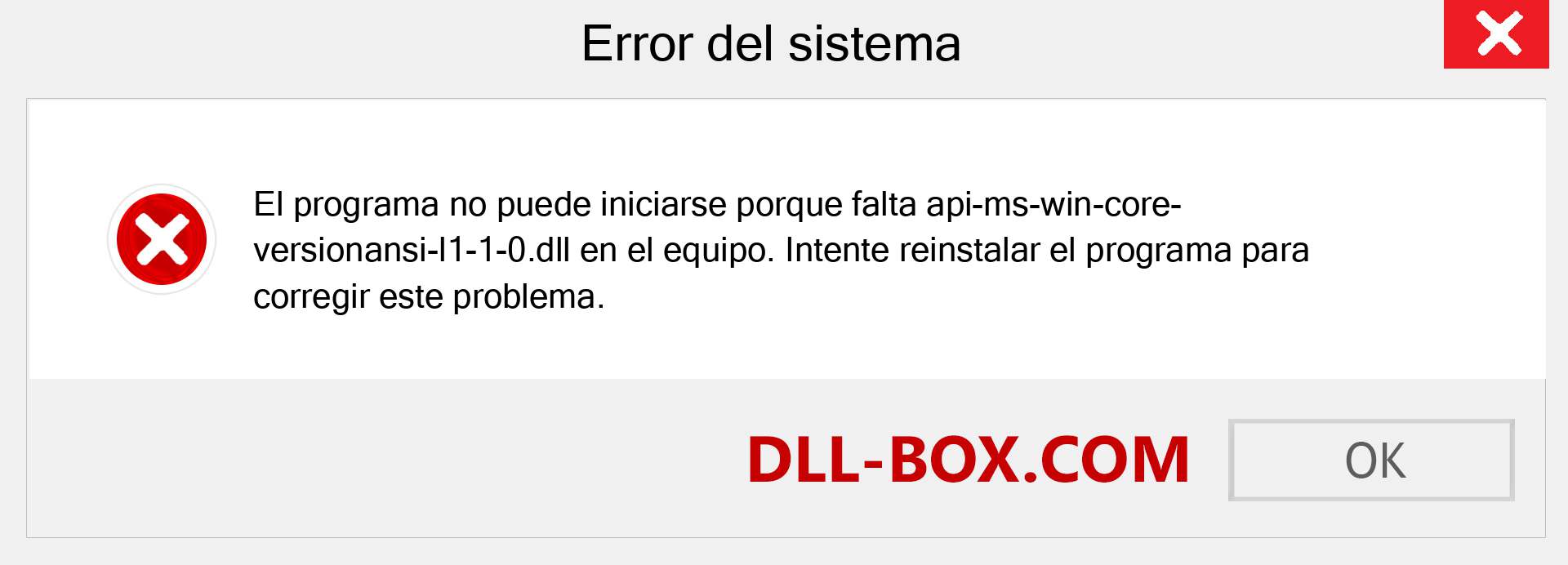 ¿Falta el archivo api-ms-win-core-versionansi-l1-1-0.dll ?. Descargar para Windows 7, 8, 10 - Corregir api-ms-win-core-versionansi-l1-1-0 dll Missing Error en Windows, fotos, imágenes